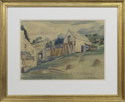 Lot 335 - HILLSIDE CHALET, A WATERCOLOUR BY IAN FLEMING