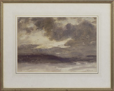 Lot 339 - UNTITLED - APPROACHING STORM, A WATERCOLOUR BY ROBERT BURNS