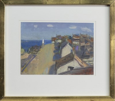 Lot 291 - VILLAGE BY THE SEA, AN OIL BY GORDON BRYCE