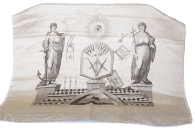 Lot 802 - AN EARLY 19TH CENTURY PRINTED SILK OF MASONIC INTEREST