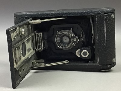 Lot 129 - TWO VINTAGE FOLDING CAMERAS AND OTHER ITEMS