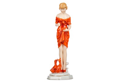 Lot 286 - ROYAL DUX, ART DECO POTTERY FIGURE