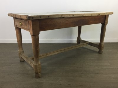 Lot 195 - A PINE KITCHEN TABLE AND FOUR CHAIRS