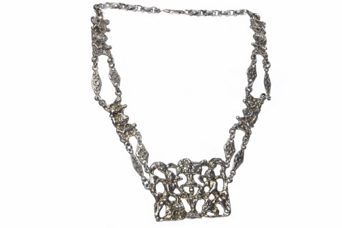 Lot 204 - VICTORIAN WHITE METAL NECKLACE pierced and...