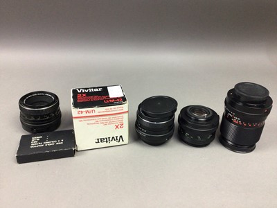 Lot 5 - A PANASONIC LUMIX CAMERA AND VARIOUS LENSES