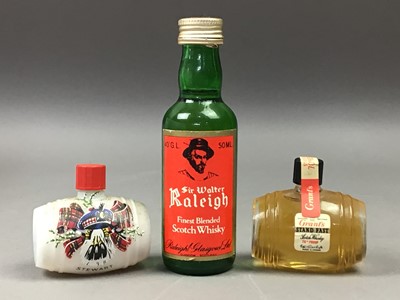 Lot 206 - 55 ASSORTED WHISKY MINIATURES - INCLUDING RUTHERFORD'S 12 YEAR OLD CERAMIC DECANTER 10CL