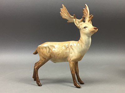 Lot 29 - A BESWICK STAG, ALONG WITH OTHER ANIMAL FIGURES