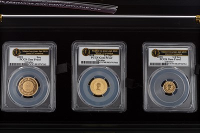 Lot 36 - THE SAPPHIRE CORONATION JUBILEE SOVEREIGN 2018 THREE COIN SET