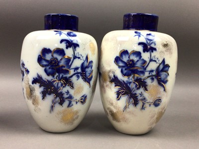 Lot 249 - A PAIR OF BLUE AND WHITE VASES AND OTHER CERAMICS