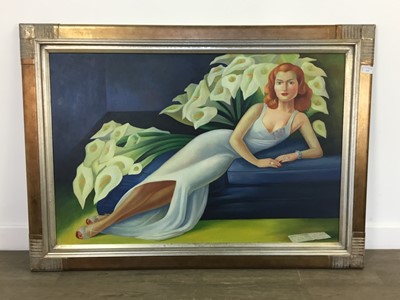 Lot 115 - LOUNGING, A CONTEMPORARY OIL