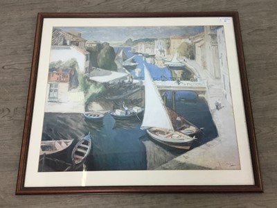 Lot 95A - PORT SCENE, A CONTEMPORARY PRINT