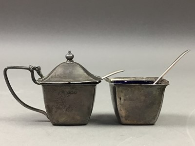 Lot 18 - A SILVER THREE PIECE CRUET