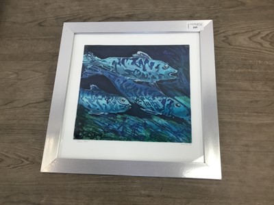 Lot 105 - BLUE FISH, A BATIK BY M MCLENNAGHAN