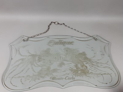 Lot 308 - AN ADVERTISING GLASS PANEL FOR LALIQUE MONTE-CARLO