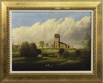 Lot 361 - CHURCH IN A LANDSCAPE, AN OIL ATTRIBUTED TO CAPTAIN HAUGHTON FORREST