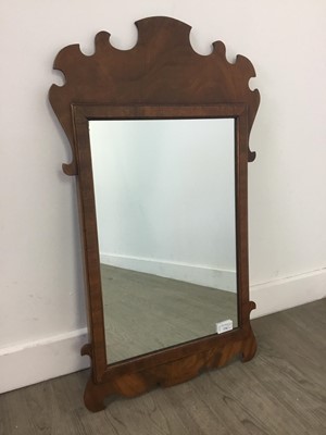 Lot 136 - A GEORGIAN STYLE MAHOGANY WALL MIRROR AND ANOTHER