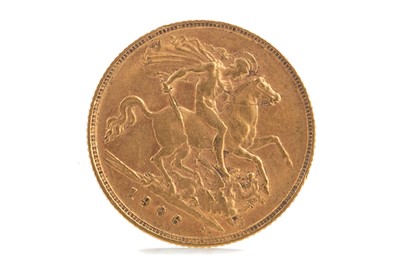 Lot 42 - AN EDWARD VII GOLD HALF SOVEREIGN DATED 1906