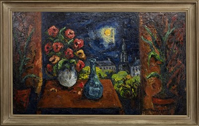 Lot 53 - STILL LIFE WITH MOONLIGHT OVER DRUMMOND PLACE GARDENS
