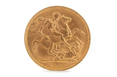 Lot 56 - AN EDWARD VII GOLD SOVEREIGN DATED 1908