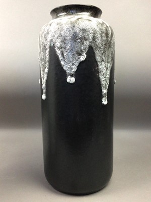 Lot 20 - A WEST GERMAN POTTERY VASE WITH LAVA GLAZE AND OTHER CERAMICS