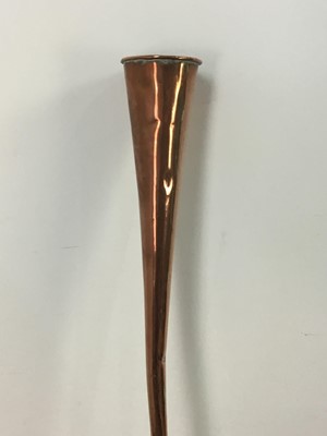 Lot 156 - A COPPER HUNTING HORN AND A RIDING CROP