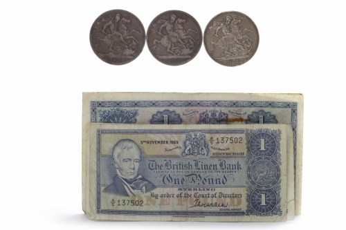 Lot 539 - FIVE THE BRITISH LINEN BANK £1 ONE POUND NOTES...
