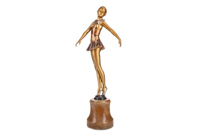 Lot 264 - AN ART DECO PATINATED SPELTER FIGURE OF A DANCER