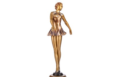 Lot 264 - AN ART DECO PATINATED SPELTER FIGURE OF A DANCER