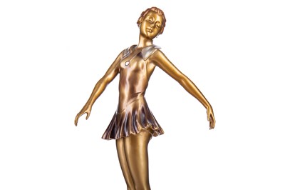 Lot 264 - AN ART DECO PATINATED SPELTER FIGURE OF A DANCER