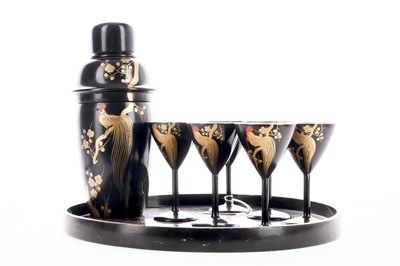 Lot 312 - AN ART DECO JAPANESE LACQUERED COCKTAIL SET