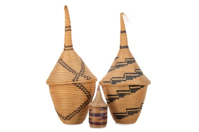 Lot 120 - THREE RWANDAN TUTSI BASKETS