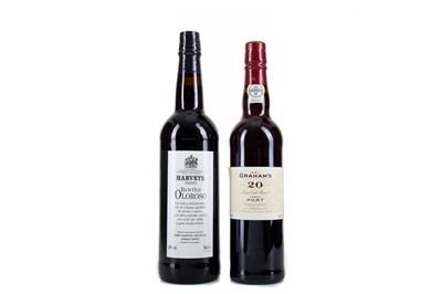 Lot 91 - GRAHAM'S 20 YEAR OLD TAWNY PORT 50CL AND HARVEYS RICH OLD OLOROSO SHERRY 75CL