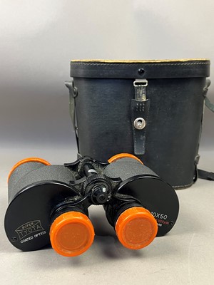 Lot 183 - A SUPER TYOTA 10X50 SET OF BINOCULARS AND TWO OTHERS