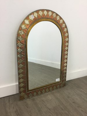 Lot 185 - A BRASS AND COPPER WALL MIRROR AND THREE OTHERS