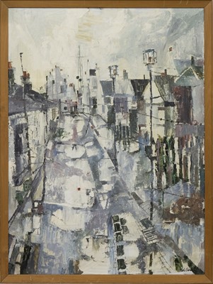 Lot 9 - TOWNSCAPE, AN OIL BY IAN HOWARD