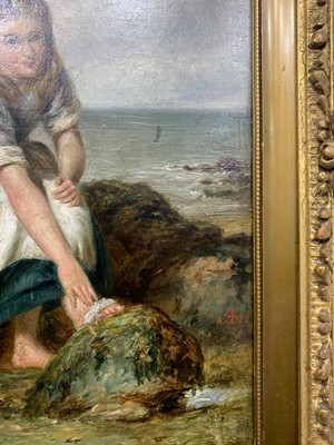 Lot 385 - NEWHAVEN FISHER GIRL, AN OIL BY ROBERT SANDERSON