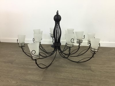 Lot 288 - A TWELVE BRANCH METAL CHANDELIER