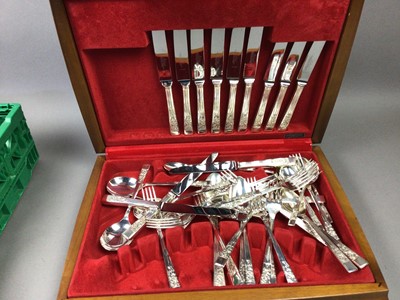 Lot 386 - A SET OF MOTHER OF PEARL HANDLED FRUIT KNIVES AND FORKS, FISH KNIVES AND FORKS AND OTHER CUTLERY