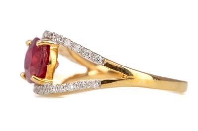 Lot 1222 - A SYNTHETIC RUBY AND DIAMOND RING