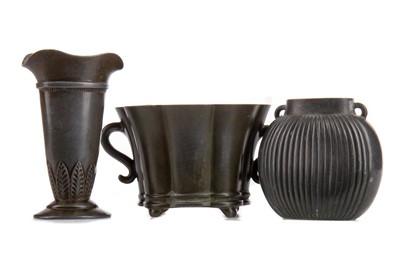 Lot 466 - JUST ANDERSON (DANISH 1884-1943), THREE DISKO METAL VASES