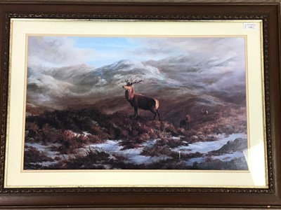 Lot 328 - A MONARCH OF THE GLEN MAHOGANY FRAMED PRINT