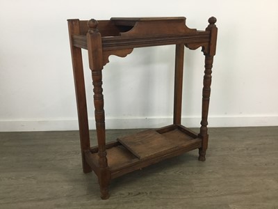 Lot 300 - A STAINED WOOD HALL STAND