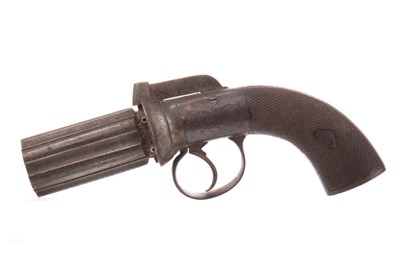 Lot 122 - A 19TH CENTURY SIX-SHOT PEPPERBOX PERCUSSION REVOLVER