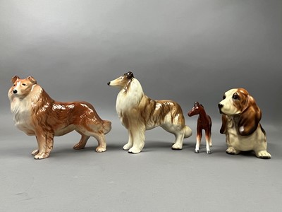 Lot 355 - A BESWICK HAJUBAH OF DAVLEN AFGHAN HOUND AND OTHER FIGURES