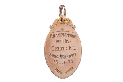 Lot 1536 - JIMMY MCMENEMY OF CELTIC F.C. - HIS SCOTTISH FOOTBALL LEAGUE CHAMPIONSHIP GOLD MEDAL 1935/36