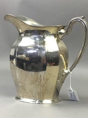 Lot 414 - A GORHAM SILVER PLATED JUG, AND PAIR OF CANDELABRA