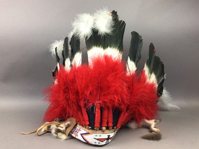 Lot 419 - NATIVE AMERICAN HEADDRESS AND FURTHER CLOTHING