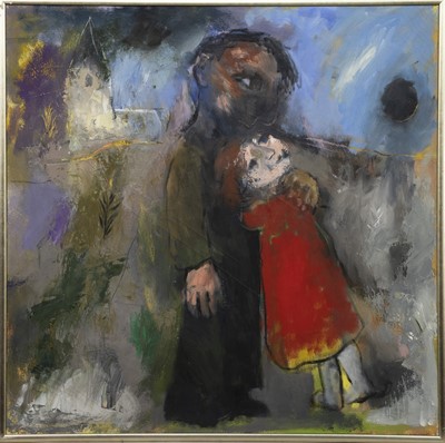 Lot 78 - REFUGEES, AN OIL BY BENET HAUGHTON