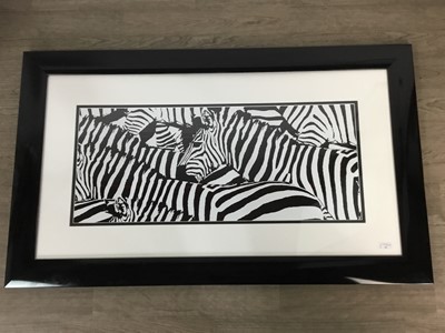 Lot 582 - ZEBRAS, A CONTEMPORARY SCHOOL PRINT