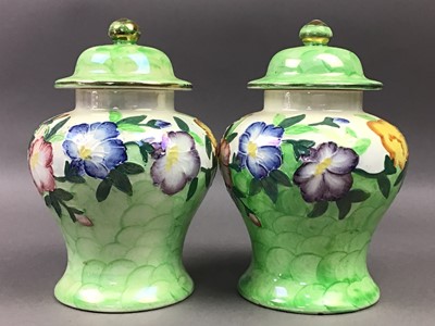 Lot 338 - A PAIR OF MALING LIDDED JARS AND OTHER CERAMICS